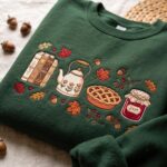 Embroidered Autumn Fruit Jam Sweatshirt, Thanksgiving Pie Shirt, Cozy Fall Teapot Crewneck - Image 2