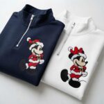 EMBROIDERED Mickey and Minnie Christmas Quarter Zip Sweatshirt, Disney Xmas Couple Pullover - Image 4
