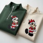 EMBROIDERED Mickey and Minnie Christmas Quarter Zip Sweatshirt, Disney Xmas Couple Pullover - Image 3