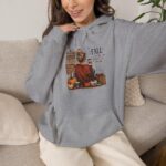 Autumn Cozy Girl Hoodie  Fall Pumpkin Decor, Plaid Scarf, Rustic Signs - Image 3