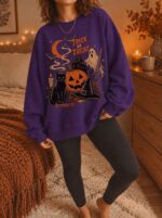 Halloween Trick or Treat Sweatshirt 90s Vintage Spooky Season Crewneck - Image 5
