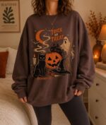 Halloween Trick or Treat Sweatshirt 90s Vintage Spooky Season Crewneck - Image 2