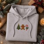 Embroidered Christmas Tree Gingerbread Man Candy Cane Hoodie - Image 2