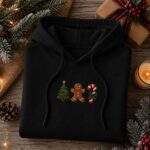 Embroidered Christmas Tree Gingerbread Man Candy Cane Hoodie - Image 7