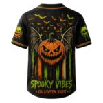 Halloween Baseball Jersey, Spooky Pumpkin Skeleton Shirt - Image 3