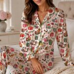 Cute Christmas Cat Pajama Set for Women, Holiday PJs with Festive Kitten Gift Print, Funny Xmas Sleepwear - Image 3