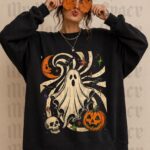 October Spirits Sweatshirt, Vintage Ghost Halloween Sweatshirt