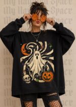 October Spirits Sweatshirt, Vintage Ghost Halloween Sweatshirt