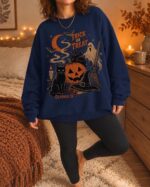 Halloween Trick or Treat Sweatshirt 90s Vintage Spooky Season Crewneck - Image 7
