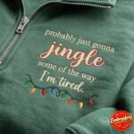 Embroidered Christmas Quarter Zip Sweatshirt, Funny Jingle Song - Image 3