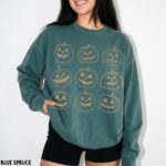 Comfort Colors Pumpkin Sweatshirt, Halloween Sweatshirt, Jack O Lantern Shirt, Spooky Season
