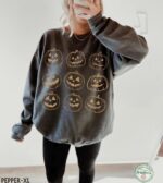 Comfort Colors Pumpkin Sweatshirt, Halloween Sweatshirt, Jack O Lantern Shirt, Spooky Season - Image 4