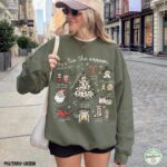 Tis the Season Christmas Sweatshirt, Retro Holiday Shirt, Christmas Tree Shirt, Santa Sweatshirt - Image 4