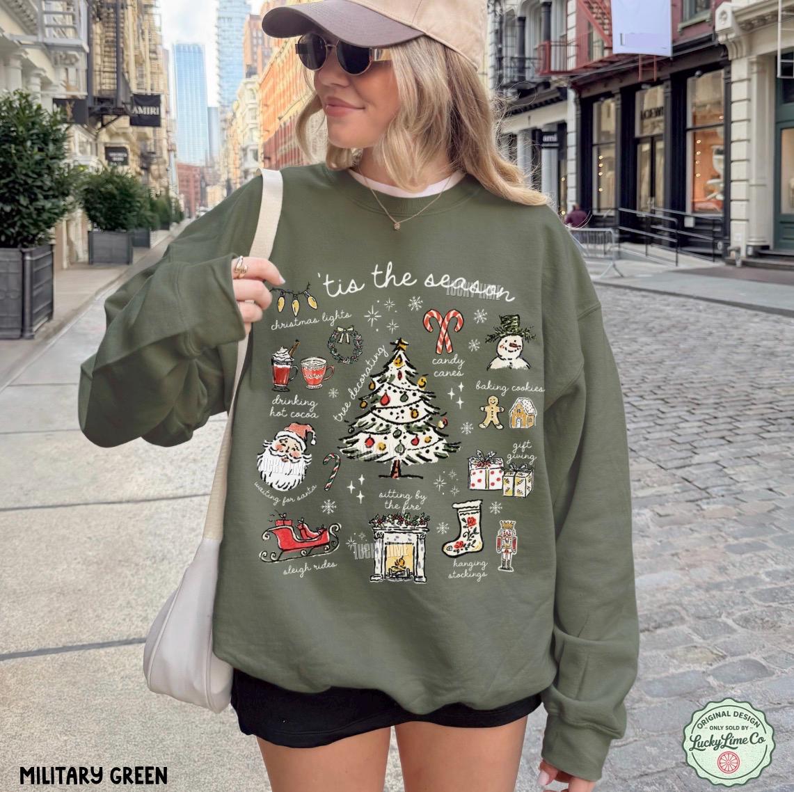 il_fullxfull.8406135788_p3i6 Tis the Season Christmas Sweatshirt, Retro Holiday Shirt, Christmas Tree Shirt, Santa Sweatshirt - Image 1
