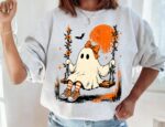 Ghost Halloween Sweatshirt, Coquette Ghost Crewneck, Cute Ghost Sweatshirt Women, Spooky Season Sweatshirt - Image 2