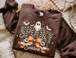 Spooky Season Shirt, Checkered Halloween Tee, Coquette Halloween Sweatshirt, Comfort Colors Spooky Season - Image 6