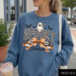 Spooky Season Shirt, Checkered Halloween Tee, Coquette Halloween Sweatshirt, Comfort Colors Spooky Season - Image 3