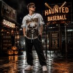 Halloween Skull Baseball Jersey, Skeleton Horror Shirt, Spooky Graveyard Jersey - Image 2