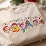 Holiday Bear Friends Embroidered Sweatshirt, Christmas Lights Character Crewneck, Cute Festive Winter Shirt - Image 3