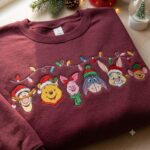 Holiday Bear Friends Embroidered Sweatshirt, Christmas Lights Character Crewneck, Cute Festive Winter Shirt - Image 4