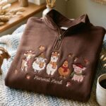 Harvest Animals Embroidered Quarter Zip, Fall Farm Crewneck