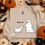 Cute Ghost Dog Sweatshirt, Boo-P Halloween Crewneck, Funny Dog Lover Sweatshirt, Spooky Season Pullover - Image 2