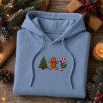 Embroidered Christmas Tree Gingerbread Man Candy Cane Hoodie - Image 6