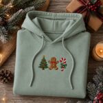Embroidered Christmas Tree Gingerbread Man Candy Cane Hoodie - Image 5