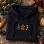 Embroidered Christmas Tree Gingerbread Man Candy Cane Hoodie - Image 3