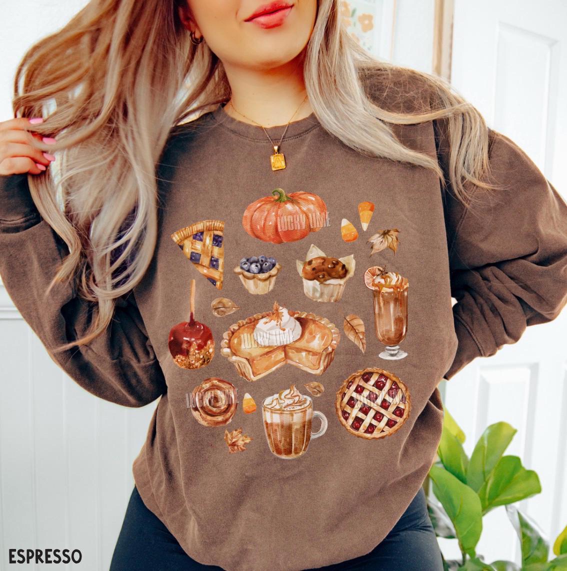il_fullxfull.8432368904_km4a Thanksgiving Pie Sweatshirt, Comfort Colors Sweatshirt - Image 1