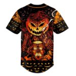 Pumpkin Skull Halloween Baseball Jersey, Scary Horror Shirt, Unisex Spooky Outfit - Image 3