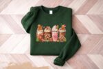 Pink Gingerbread Coffee Cup Sweatshirt, Christmas Winter Coffee Lover Sweater - Image 4