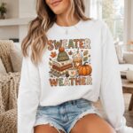 Sweater Weather Sweatshirt, Autumn Pumpkin Clothing, Cozy Sweatshirt Fall - Image 3