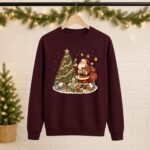 Vintage Santa Christmas Sweatshirt, Retro Santa Claus Crewneck, Nostalgic Xmas Tree Sweater - Image 3