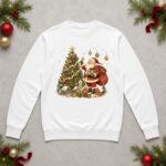 Vintage Santa Christmas Sweatshirt, Retro Santa Claus Crewneck, Nostalgic Xmas Tree Sweater - Image 2