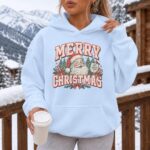 Retro Santa Christmas Hoodie, Vintage Merry Christmas Hoodie, Santa Claus Holiday Hoodie - Image 2