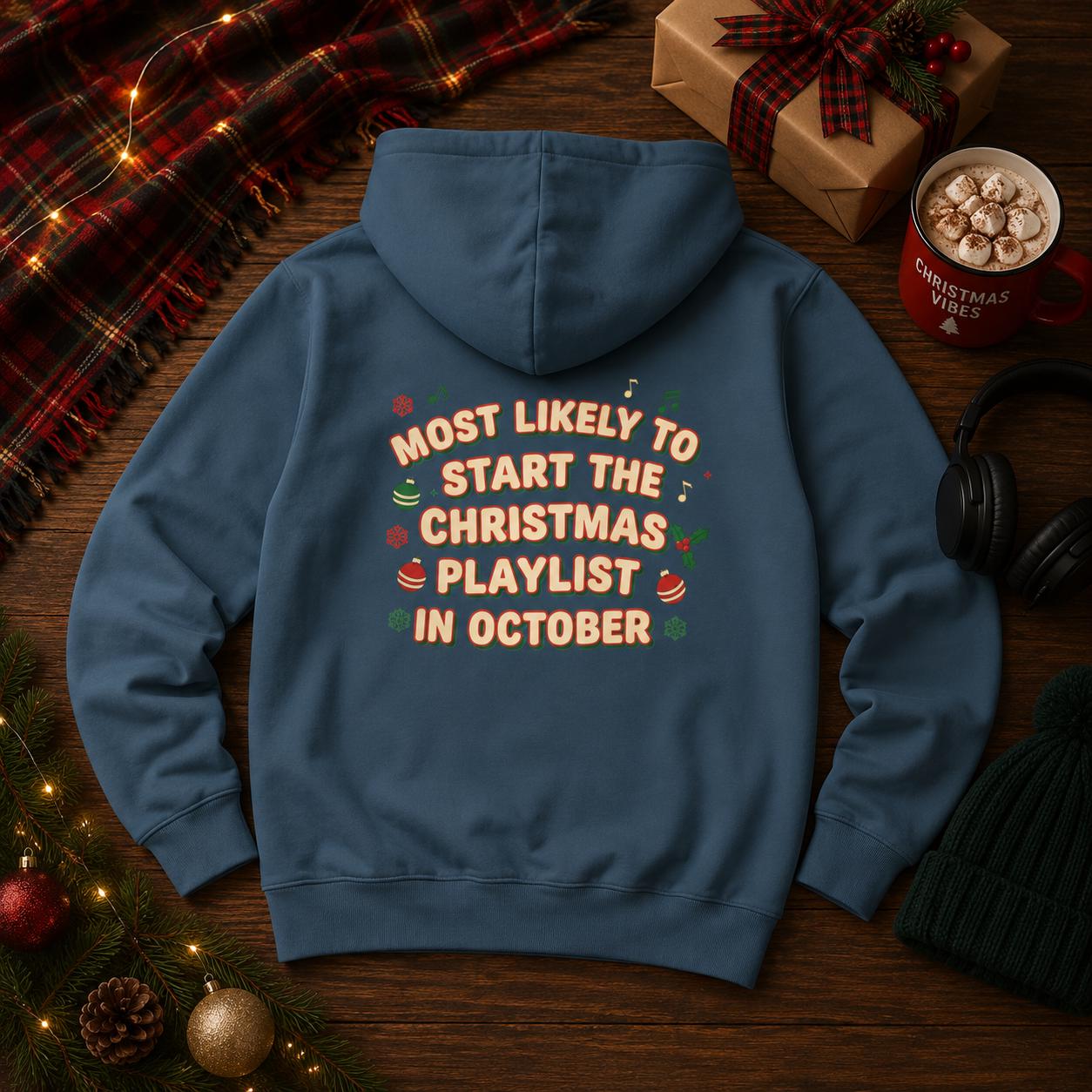 il_fullxfull.8464130617_aobp Christmas Playlist Hoodie, Funny Christmas Hoodie, Christmas Music Sweatshirt - Image 1