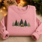 Christmas Tree Embroidery Sweatshirt, Winter Cabin Embroidery, Holiday Sweatshirt - Image 5