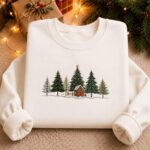 Christmas Tree Embroidery Sweatshirt, Winter Cabin Embroidery, Holiday Sweatshirt - Image 2