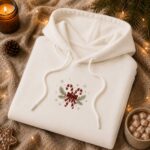 Embroidered Candy Cane Hoodie, Pine Branch
