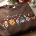 Holiday Bear Friends Embroidered Sweatshirt, Christmas Lights Character Crewneck, Cute Festive Winter Shirt - Image 5