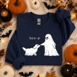 Cute Ghost Dog Sweatshirt, Boo-P Halloween Crewneck, Funny Dog Lover Sweatshirt, Spooky Season Pullover - Image 5
