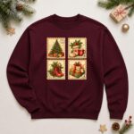 Vintage Christmas Sweatshirt, Retro Christmas Stamp Crewneck, Nostalgic Xmas Sweater - Image 5