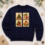 Vintage Christmas Sweatshirt, Retro Christmas Stamp Crewneck, Nostalgic Xmas Sweater - Image 2