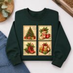 Vintage Christmas Sweatshirt, Retro Christmas Stamp Crewneck, Nostalgic Xmas Sweater - Image 3