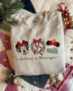 Minnie Christmas Embroidered Sweatshirt T-shirt Hoodie, Believe in the Magic Crewneck - Image 3