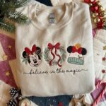Minnie Christmas Embroidered Sweatshirt T-shirt Hoodie, Believe in the Magic Crewneck