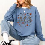 Dancing Skeleton Halloween Sweatshirt, Comfort Colors, Spooky Skeleton Crewneck - Image 2