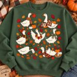 Thanksgiving Goose Sweatshirt, Retro Fall Goose Crewneck, Cozy Season Sweater - Image 2