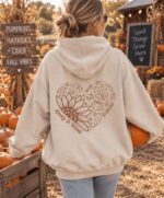 y2k sunflower hoodie, fall crewneck, pumpkin aesthetic